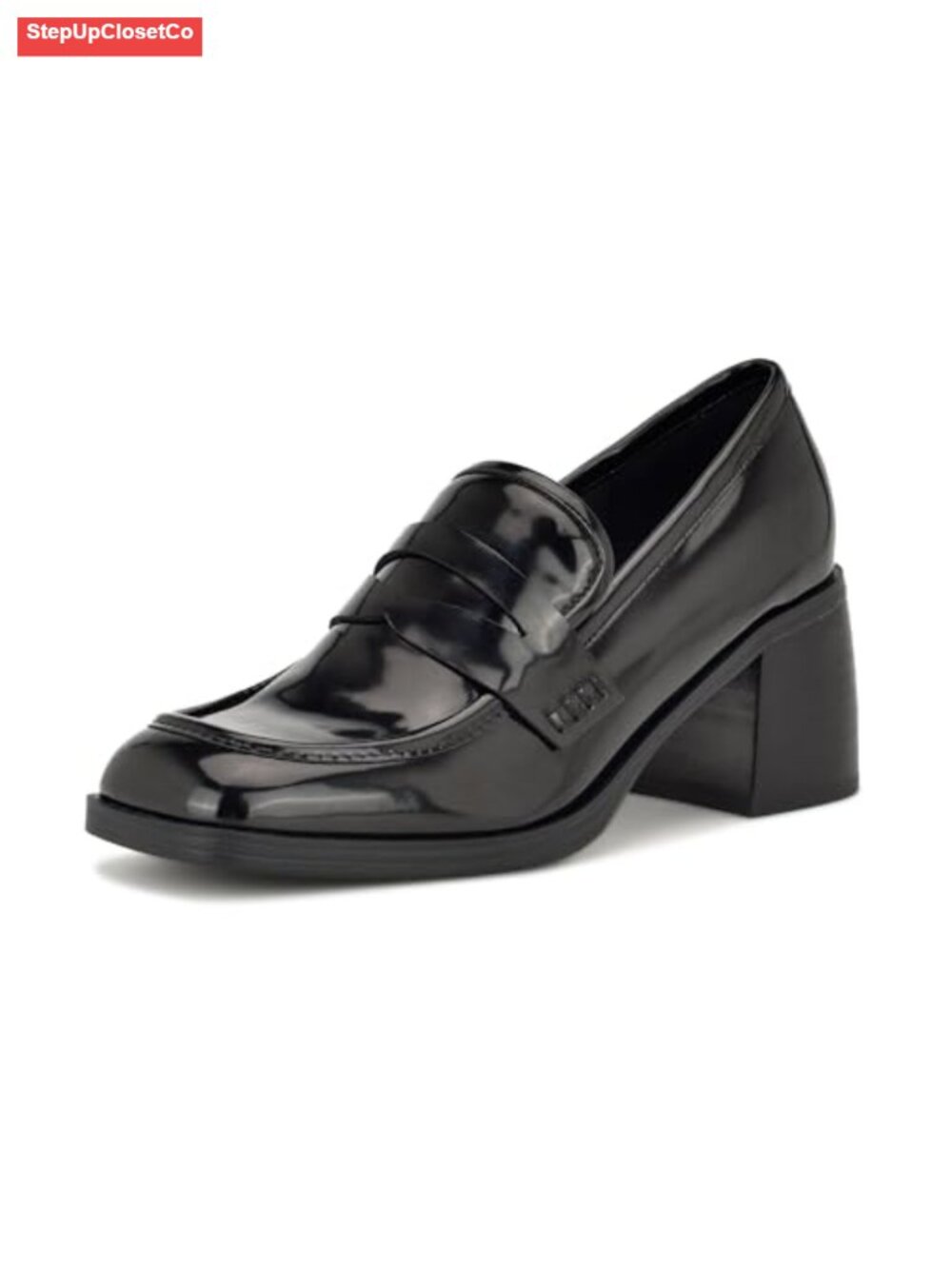 Nine West Avalia Heeled Loafer Square Toe Block Heel Slip On
